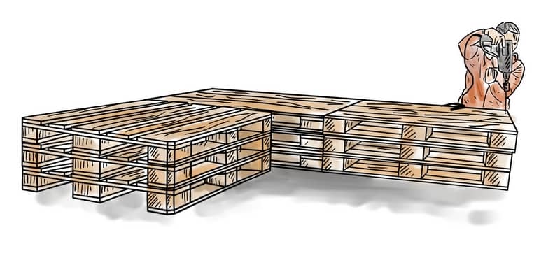 Basis des Palettensofas bauen